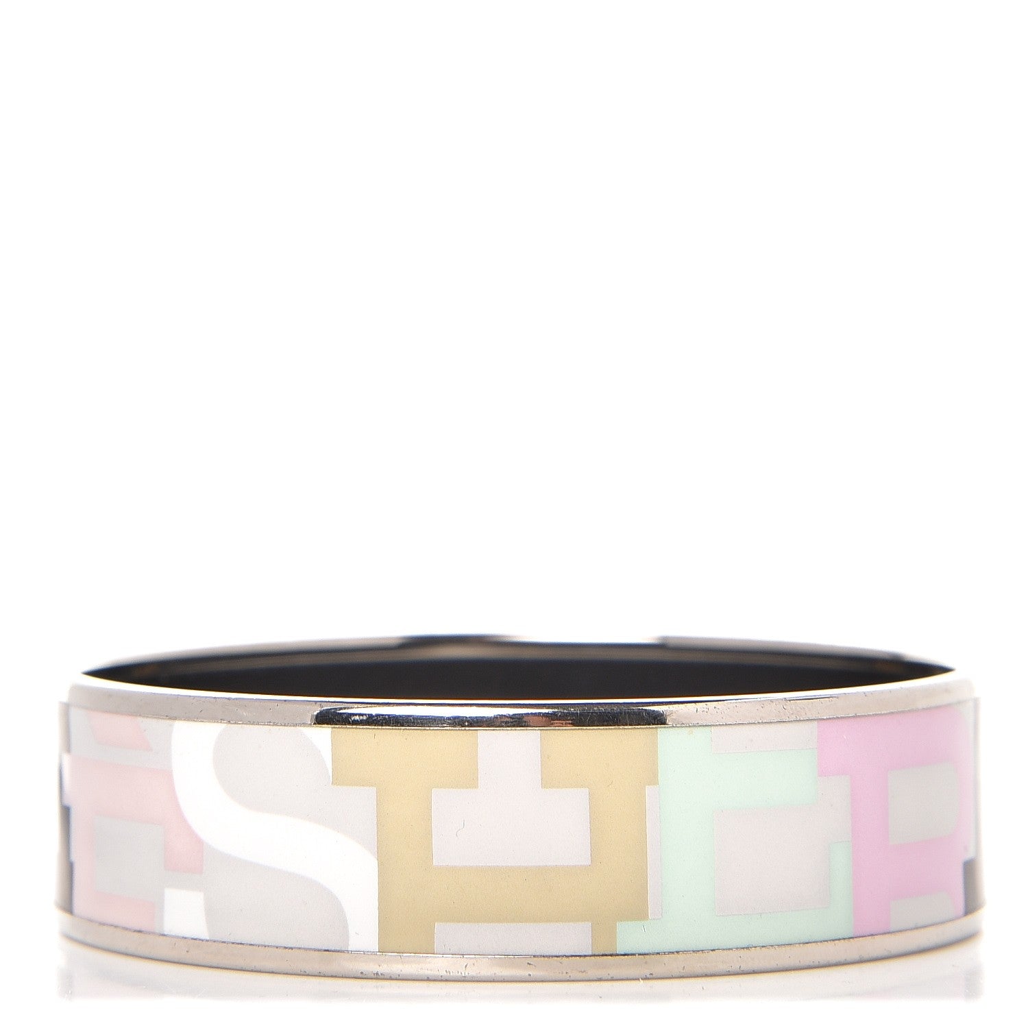 Hermes Enamel Printed Capitales Wide Bracelet 65 1 of 4