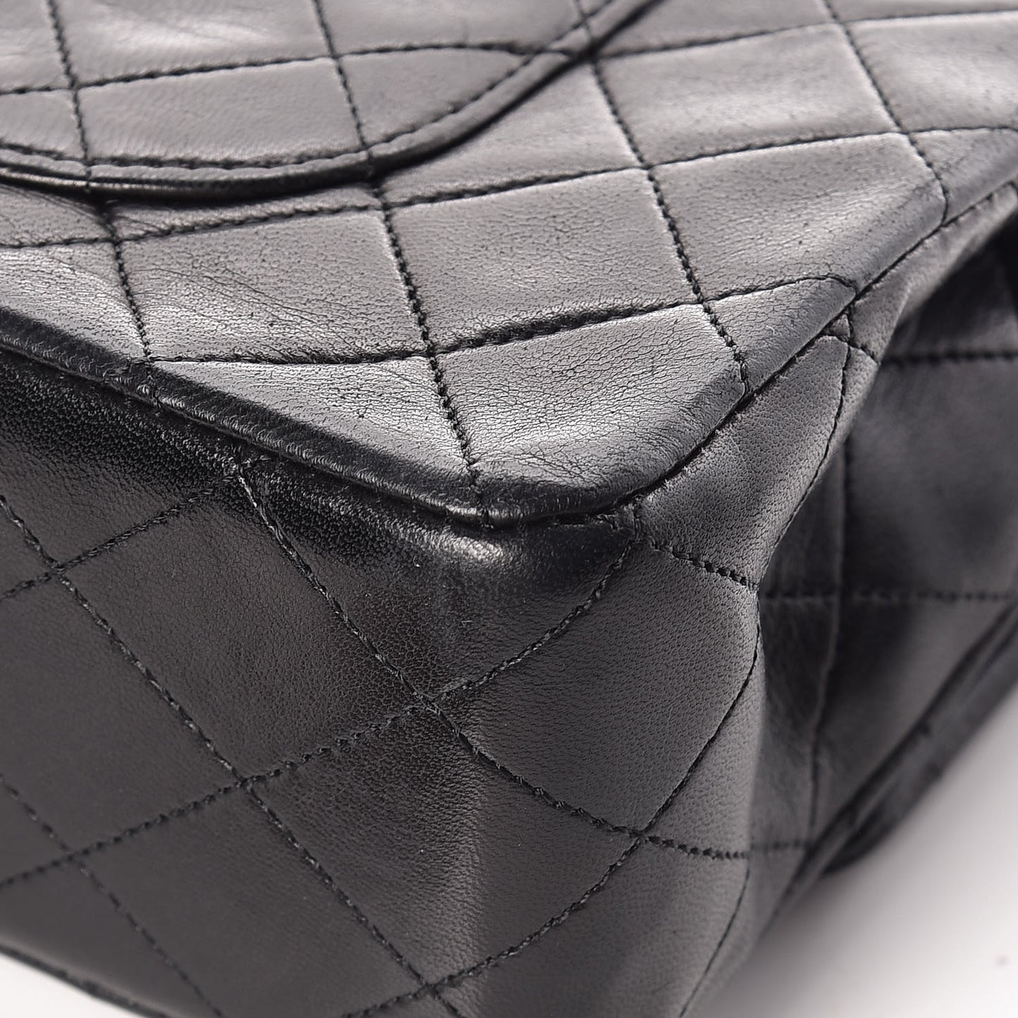 Lambskin Quilted Medium Double Flap Bag Black