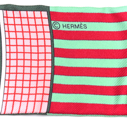 Hermes Silk Couvertures Nouvelles Twilly Fuchsia Vert Corail 3 of 4