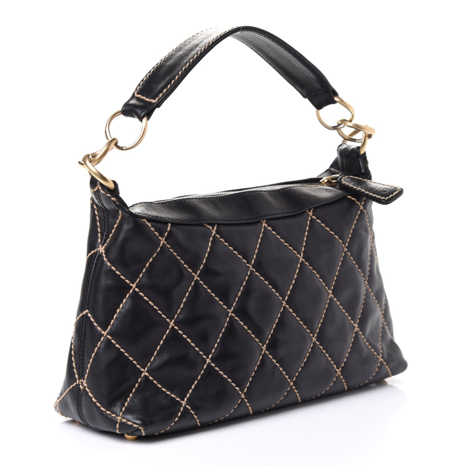 Chanel Calfskin Wild Stitch Hobo Black 2 of 5