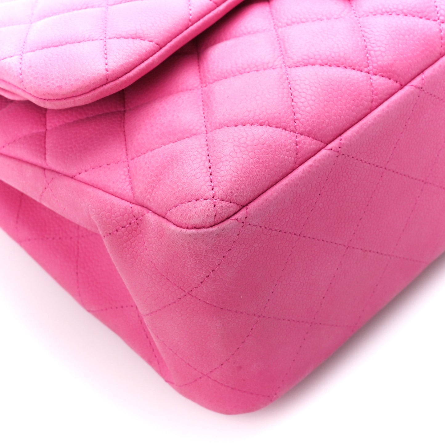Iridescent Caviar Quilted Jumbo Double Flap Pink