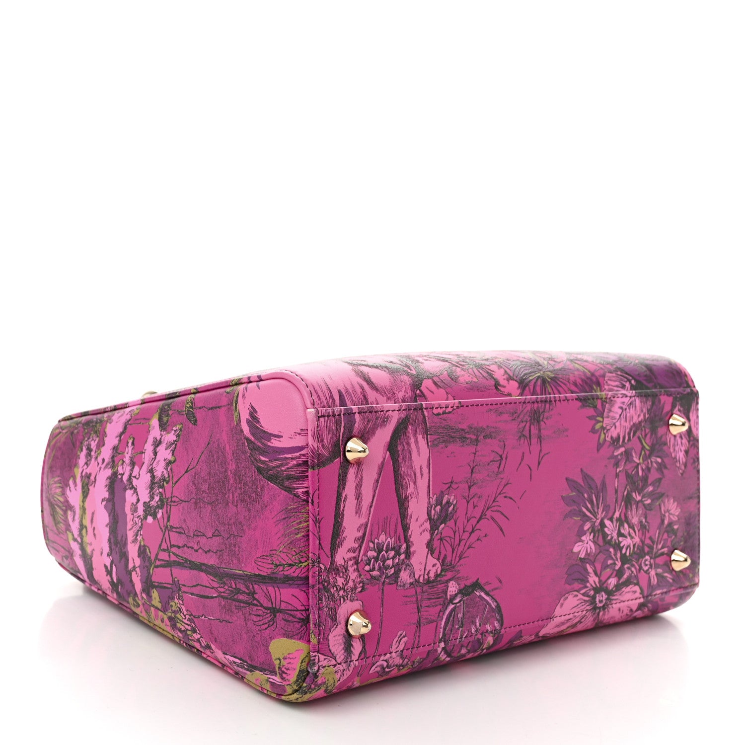Christian Dior Calfskin Printed Toile De Jouy Medium Lady Dior Pink Multicolor 4 of 12