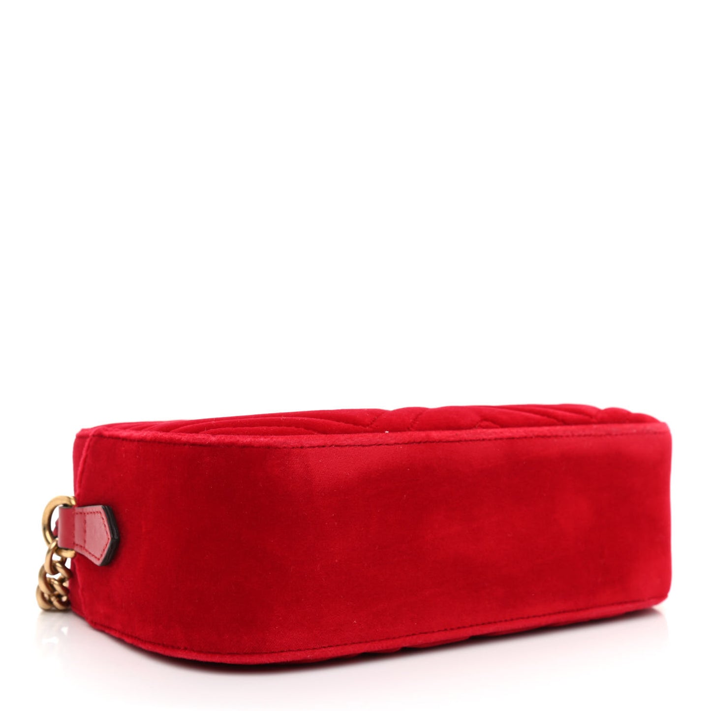 Velvet Matelasse Small GG Marmont Chain Shoulder Bag Hibiscus Red