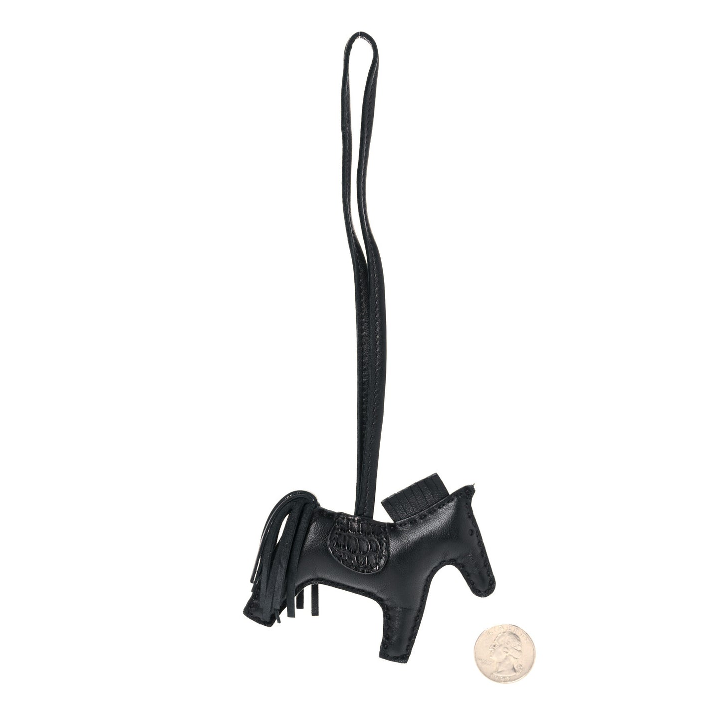 Milo Lambskin Matte Alligator Touch Grigri Rodeo Horse Bag Charm PM So Black