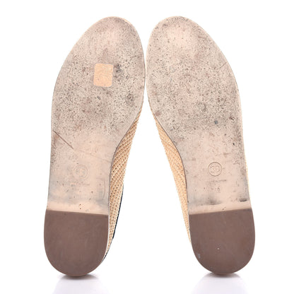 Chanel Raffia Patent Calfskin CC Espadrilles 40 Beige Black 6 of 12