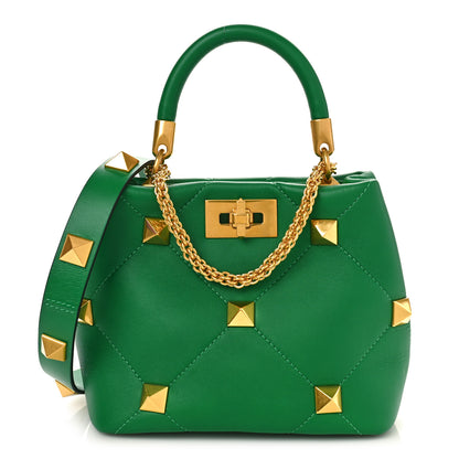 Valentino Garavani Nappa Small Roman Stud The Handle Bag Gea Green 1 of 10