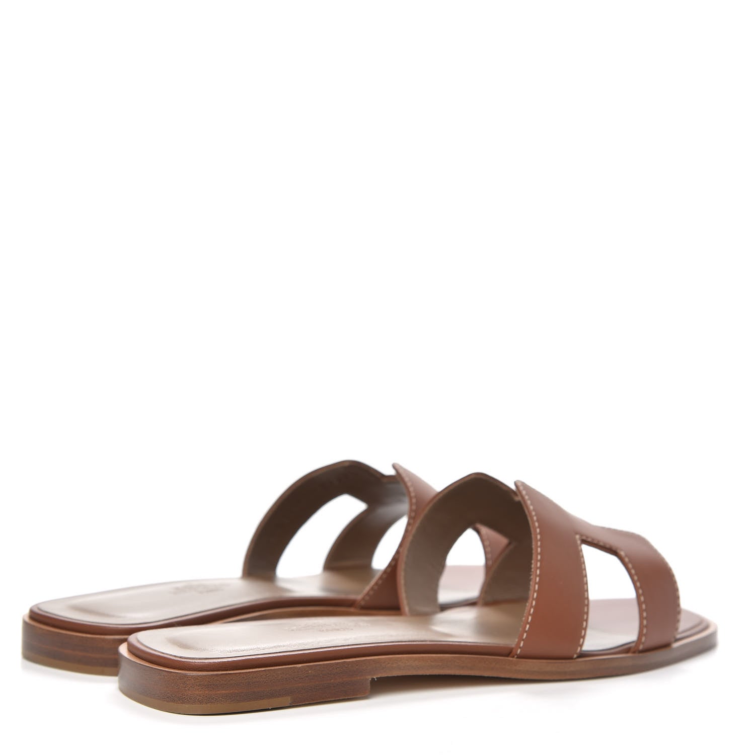 Hermes Box Calfskin Oran Sandals 36.5 Gold 4 of 9