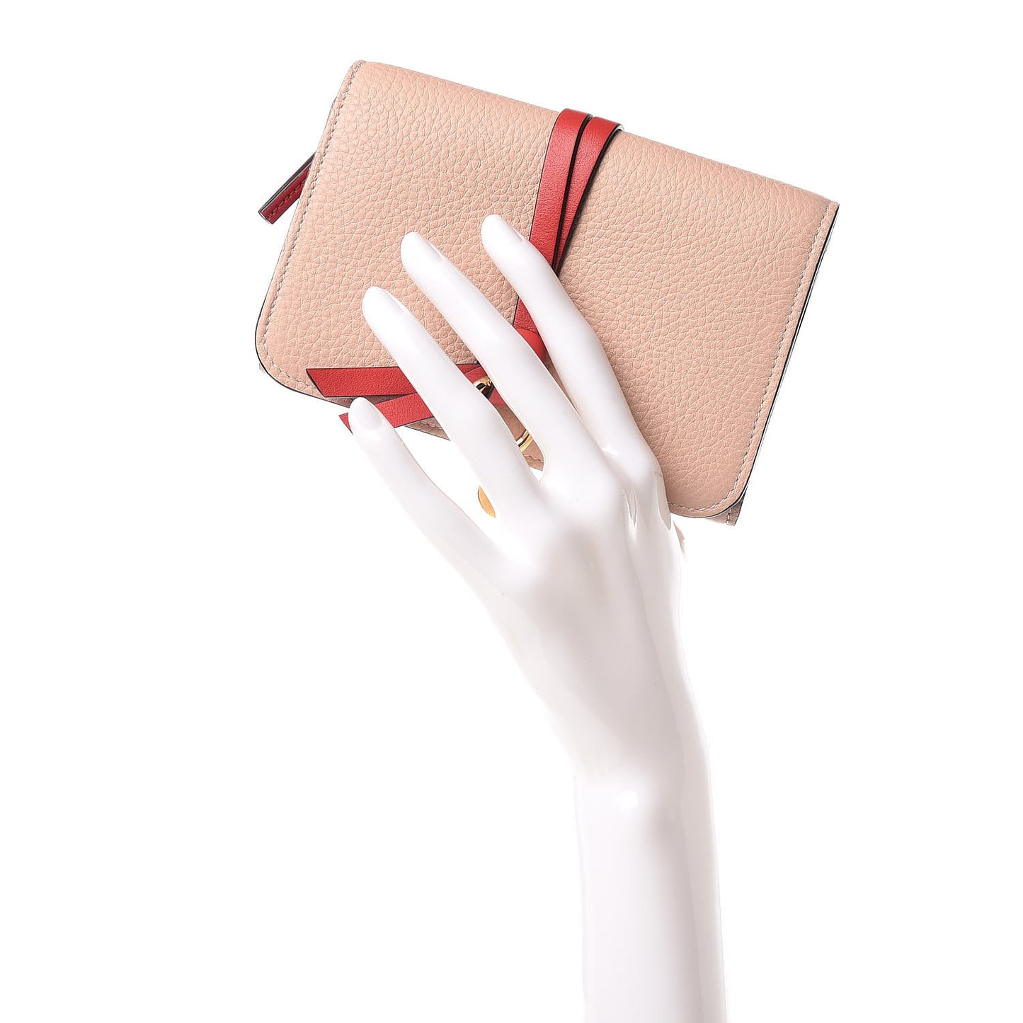 Calfskin Alphabet Compact Wallet Blush Nude