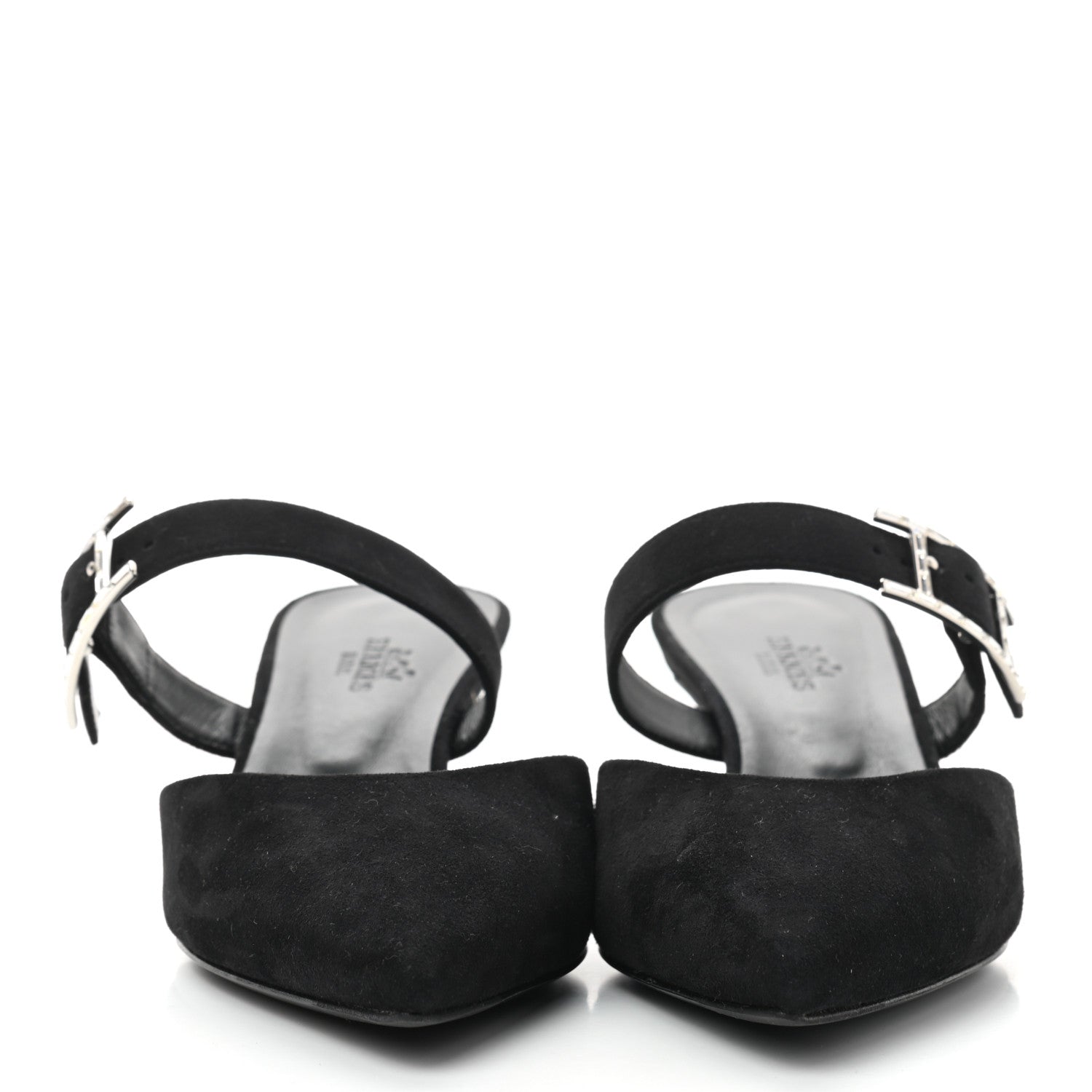 Hermes Suede Goatskin Blink Mules 37.5 Black 2 of 8