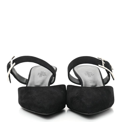 Hermes Suede Goatskin Blink Mules 37.5 Black 2 of 8