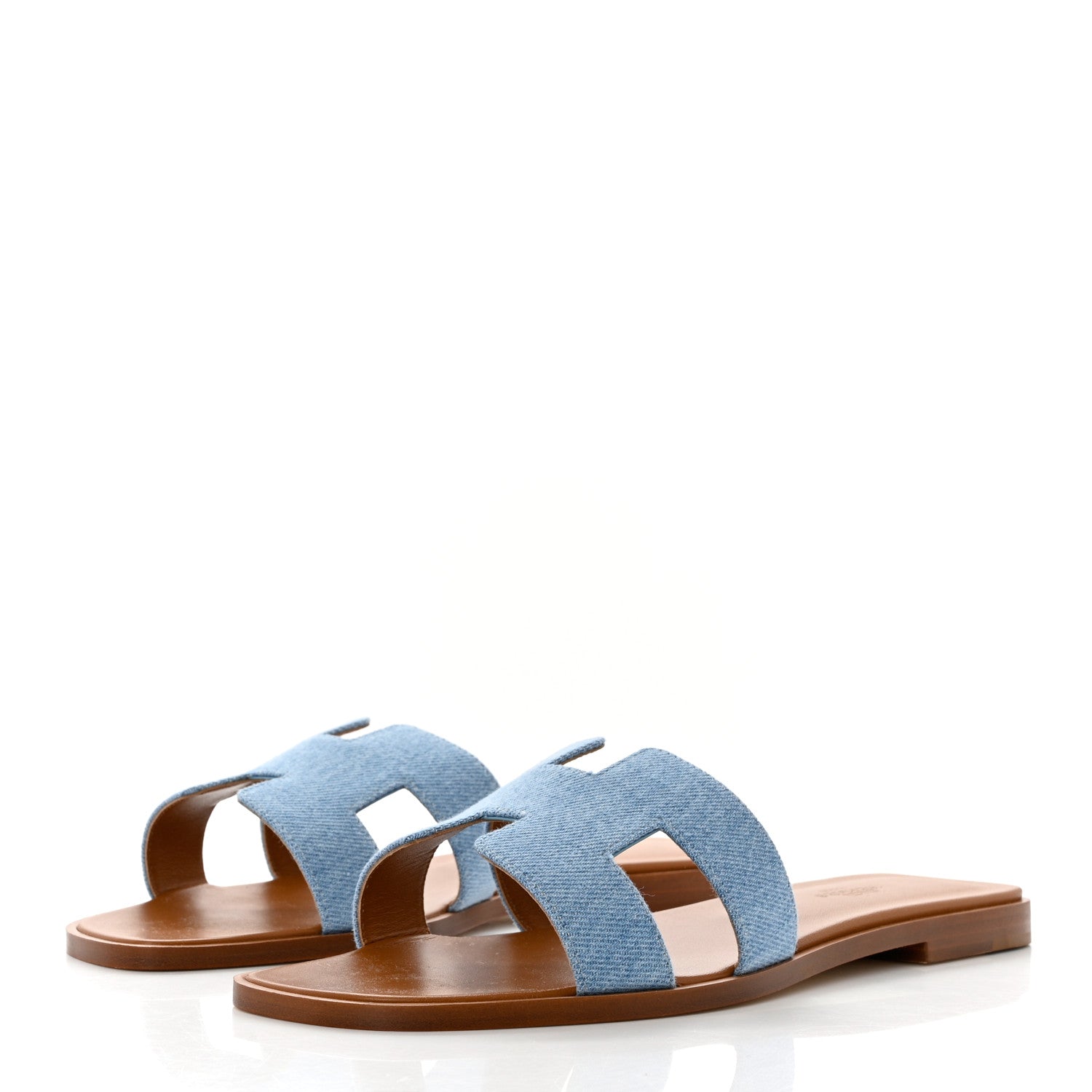 Hermes Denim Canvas Oran Sandals 39.5 Bleu Clair 3 of 9