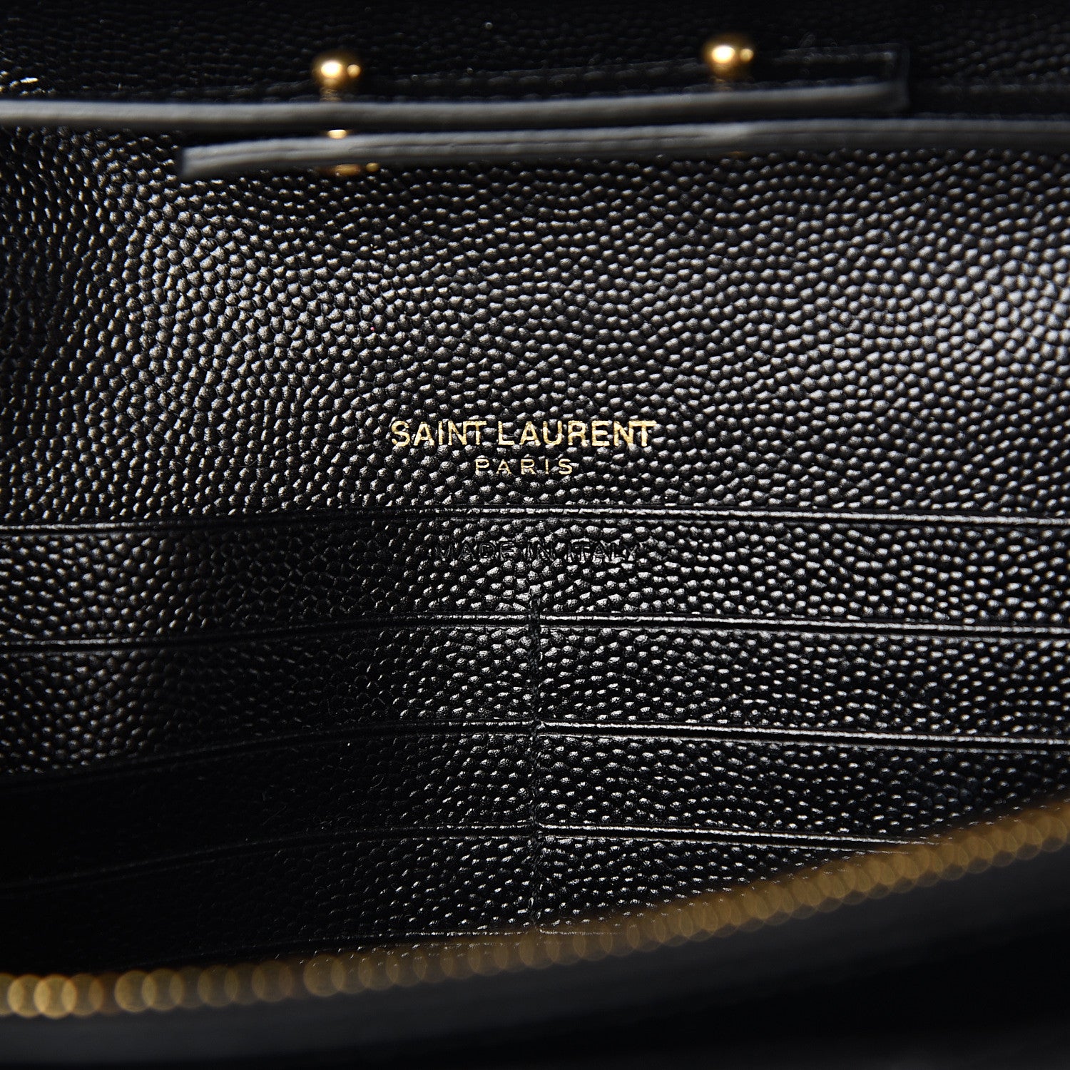 Saint Laurent Grain De Poudre Matelasse Chevron Monogram Chain Wallet Black 5 of 9