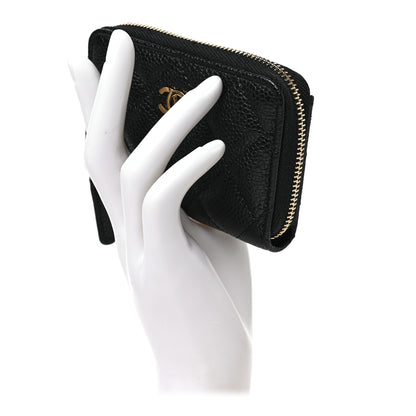 Chanel Caviar Quilted Zip Coin Purse Black 2 of 8