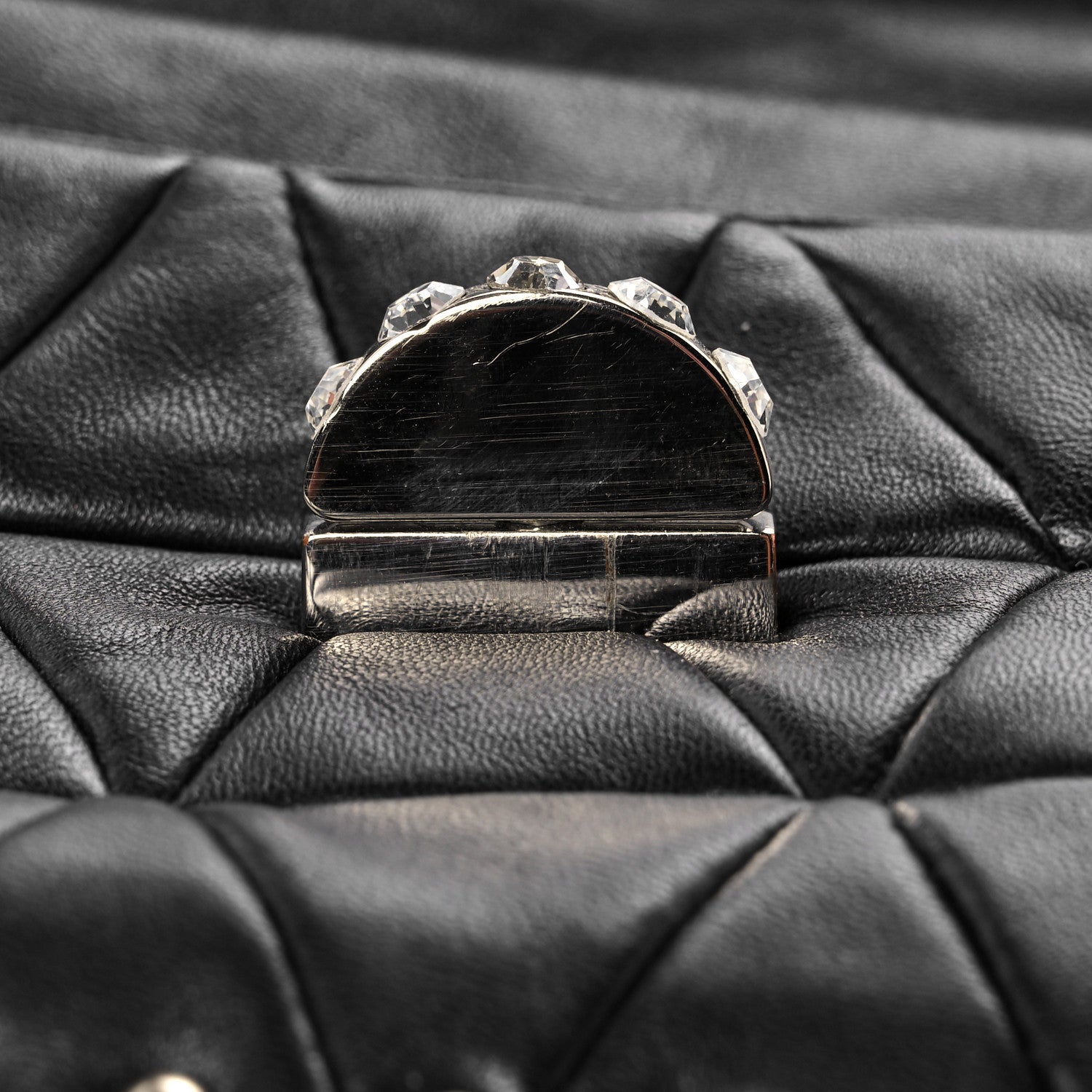 Miu Miu Nappa Quilted Crystal Studded Flap Clutch Black 11 of 11