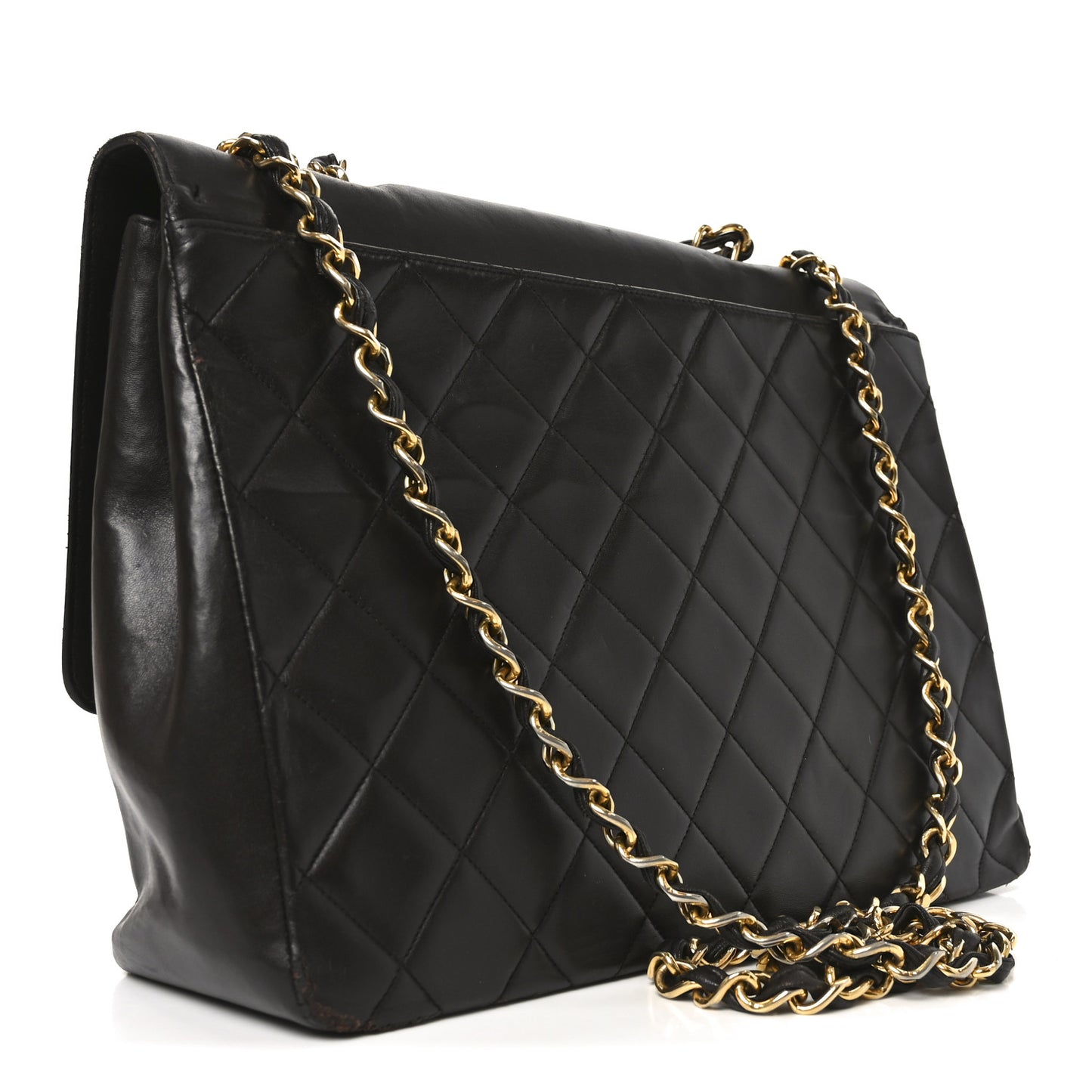Lambskin Quilted CC Maxi Jumbo Single Flap Brown