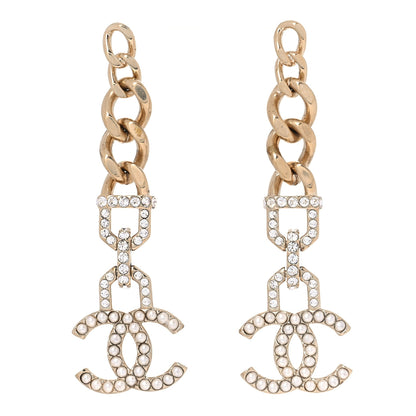 Chanel Metal Crystal CC Vendome CC Dangle Earrings Gold 1 of 4