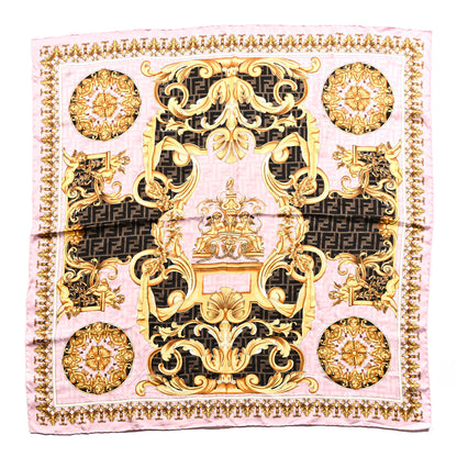 Fendi X VERSACE Silk FF Baroque Fendace Scarf Rosa Tabacco 1 of 4