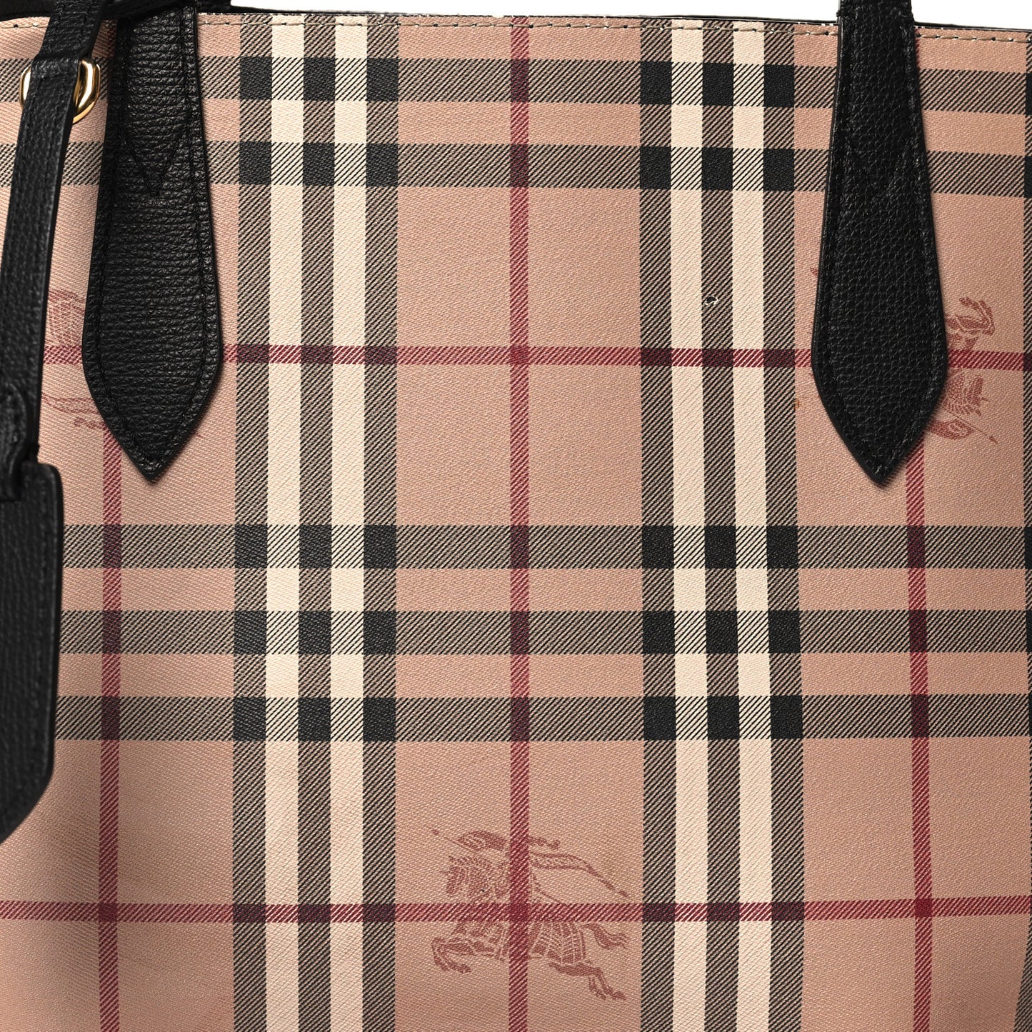 Grainy Calfskin Haymarket Check Medium Reversible Tote Black