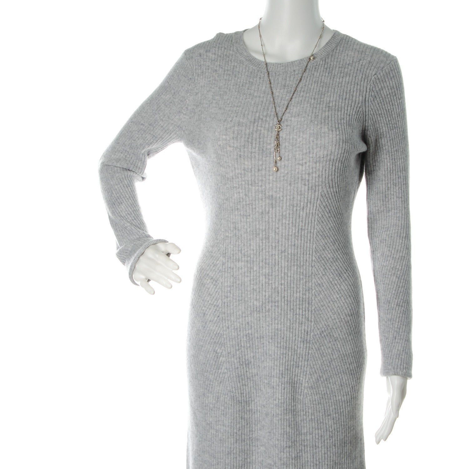 Chanel Crystal CC Pearl Lariat Necklace Silver 2 of 4