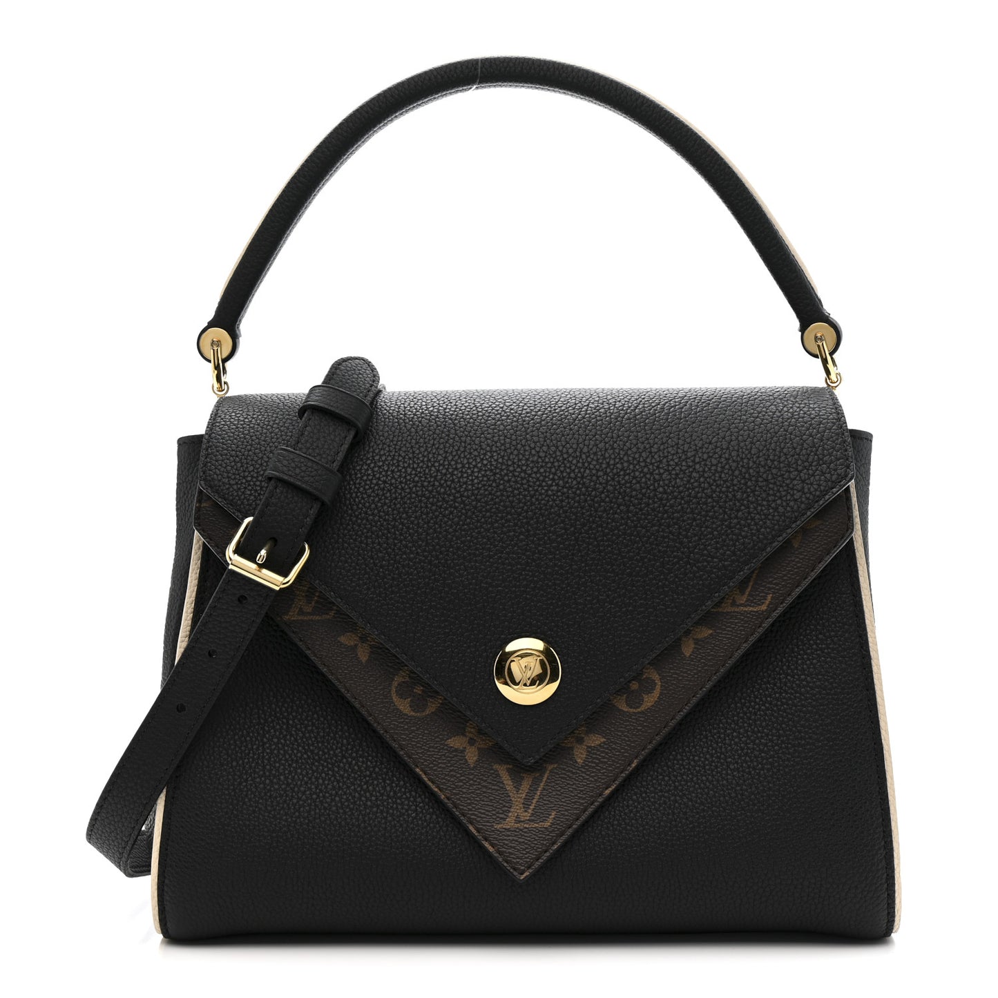 Grained Calfskin Monogram Double V Black