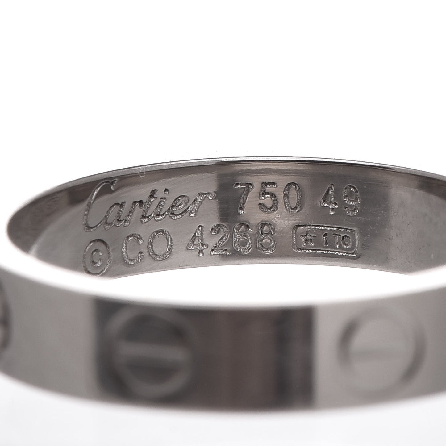 18K White Gold 3.5mm LOVE Wedding Band Ring 49 4.75