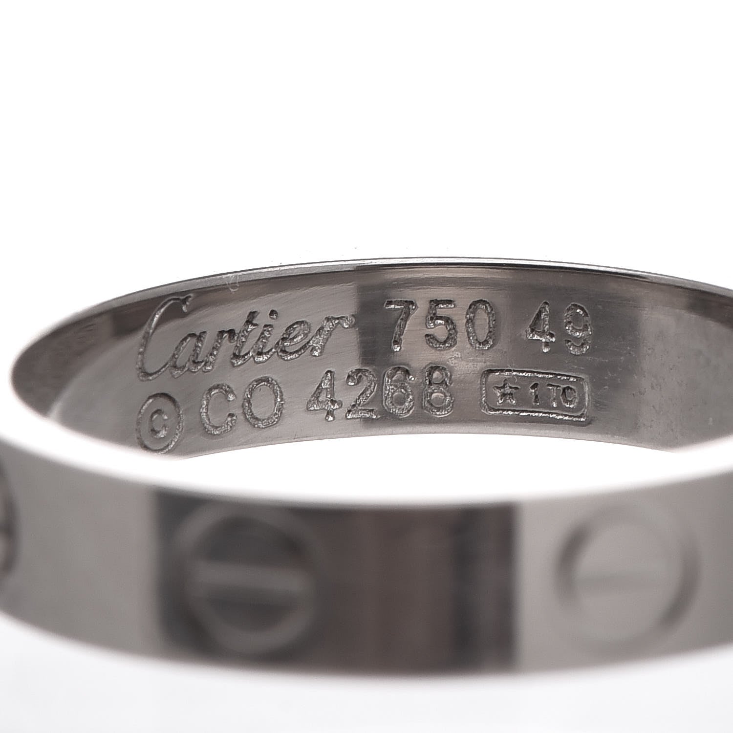 Cartier 18K White Gold 3.5mm LOVE Wedding Band Ring 49 4.75 4 of 4