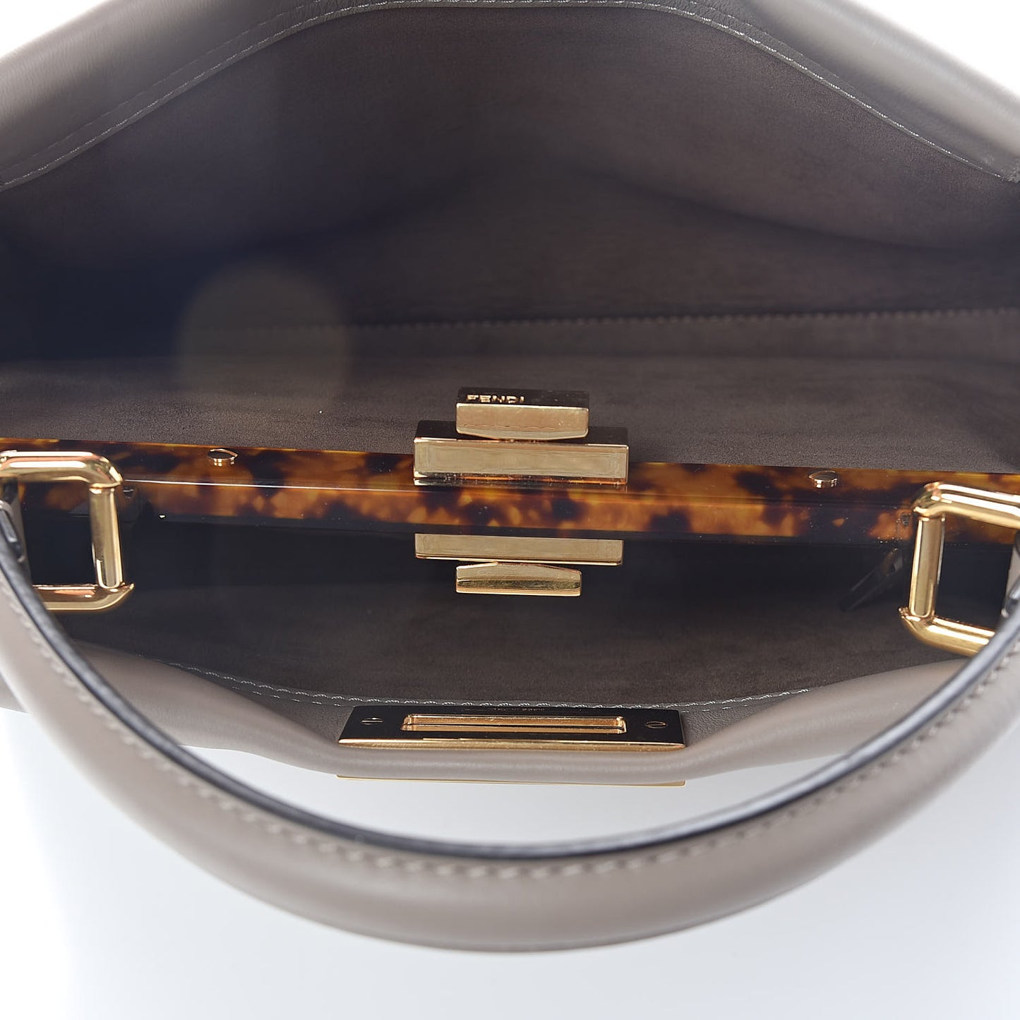 Vitello Seta Plexiglass Tortoise Medium Peekaboo Iconic Satchel Tortora