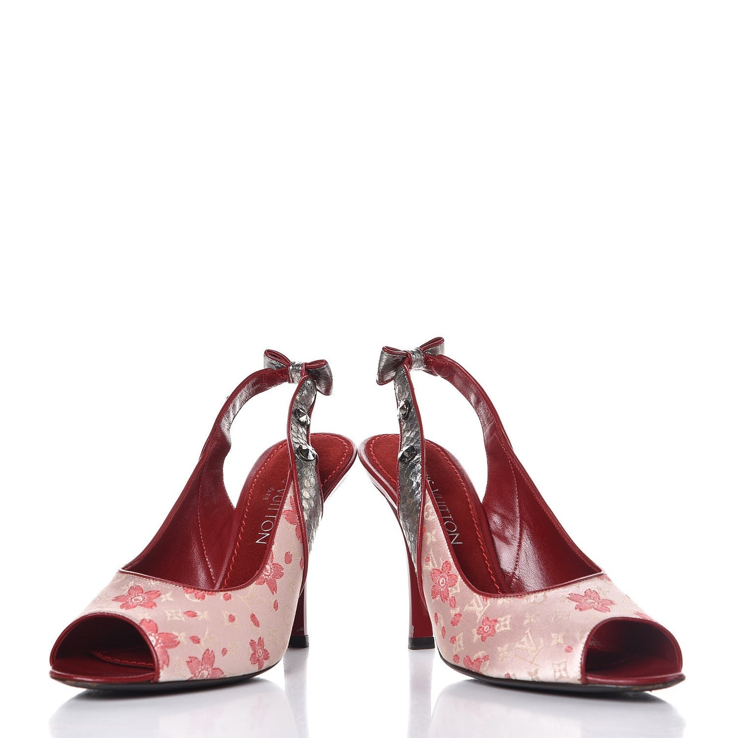 Satin Monogram Cherry Blossom Slingback Pumps 38 Rose