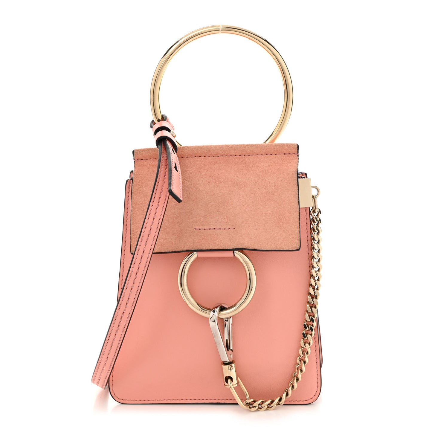 Suede Calfskin Mini Faye Bracelet Bag Ideal Blush