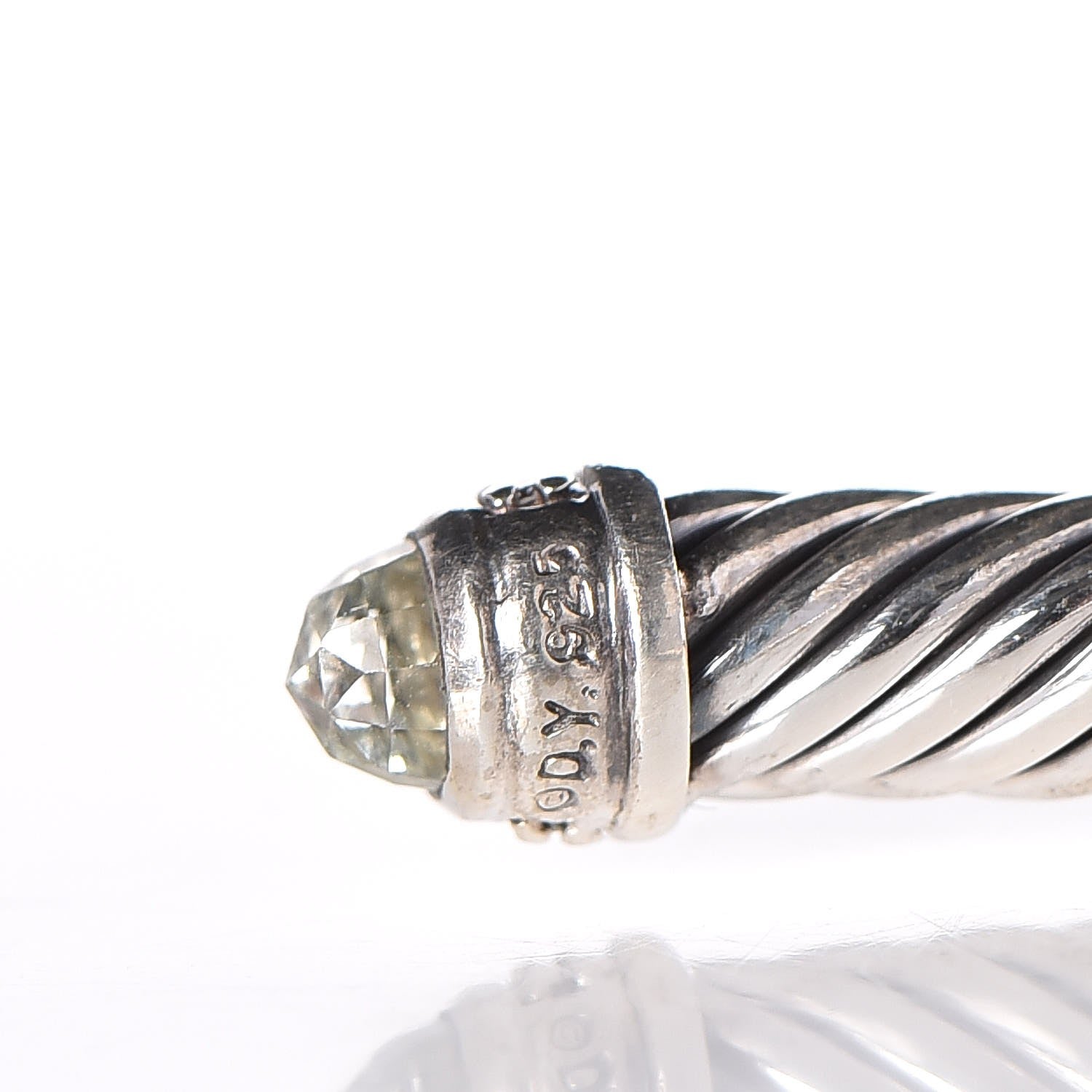David Yurman Sterling Silver Diamond Prasiolite 5mm Cable Classics Bracelet 4 of 5