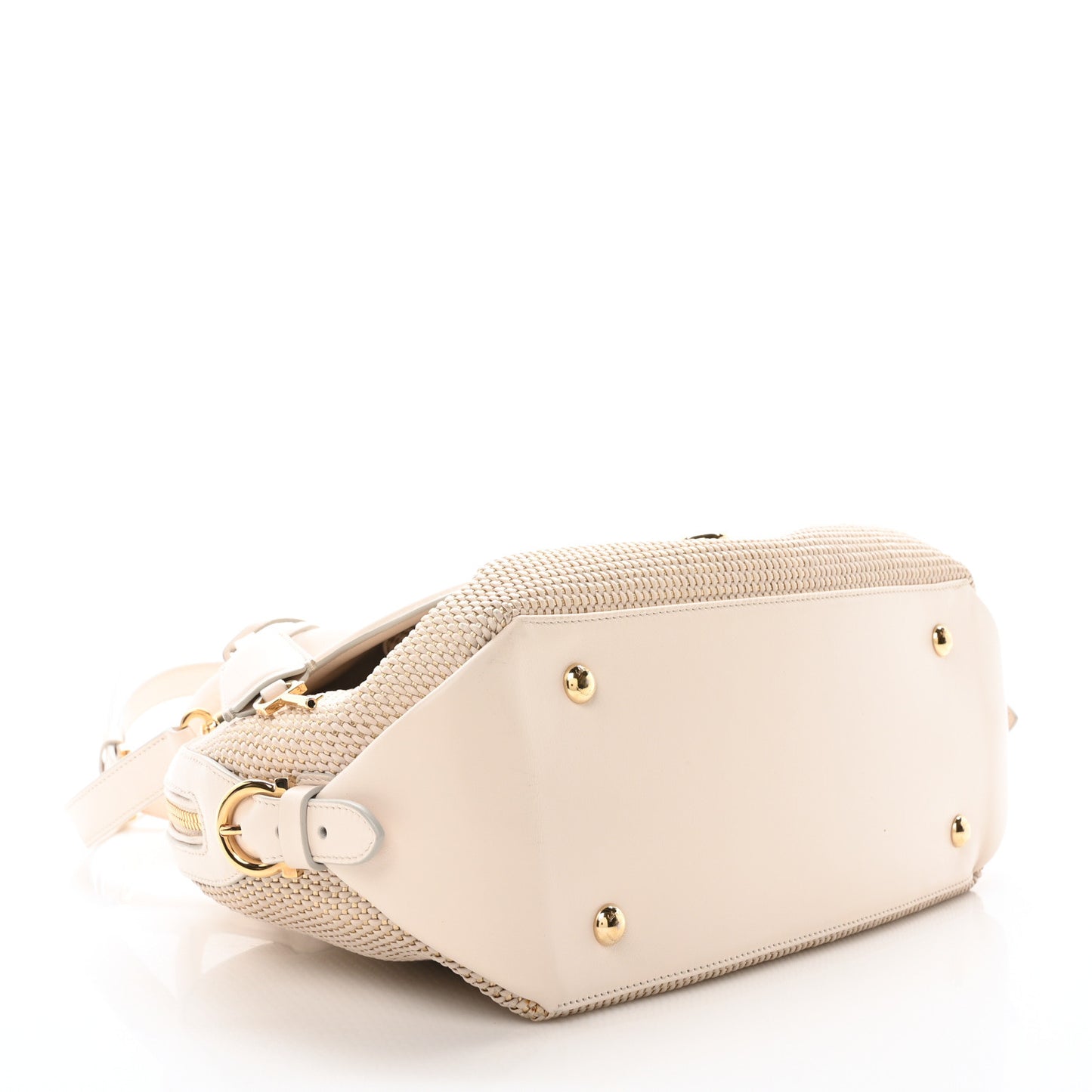 Lambskin Calfskin Woven Fiamma Bag Seta Oro