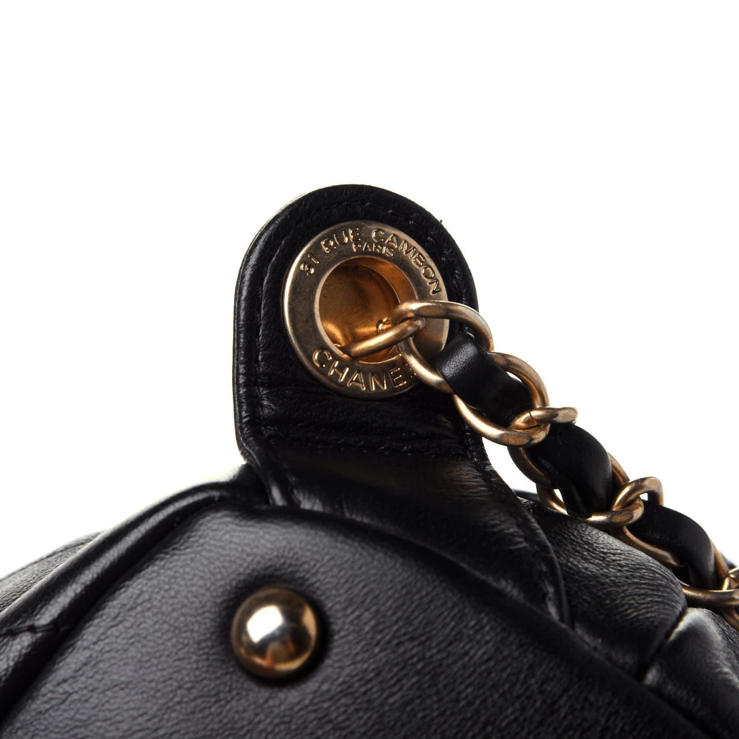 Calfskin Stitched Frame Backpack Black