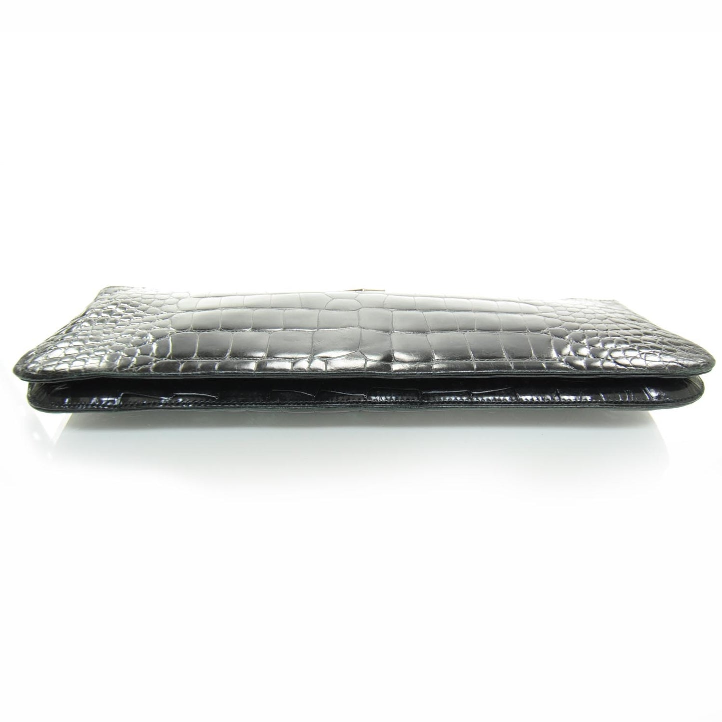 Crocodile Embossed Long Clutch Black