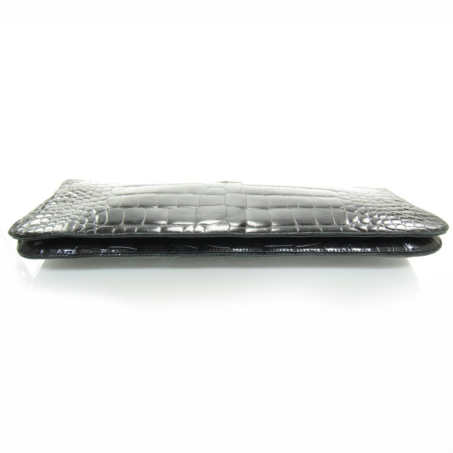 Prada Crocodile Embossed Long Clutch Black 4 of 9