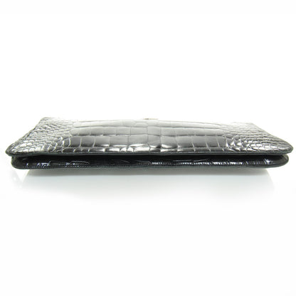 Prada Crocodile Embossed Long Clutch Black 4 of 9