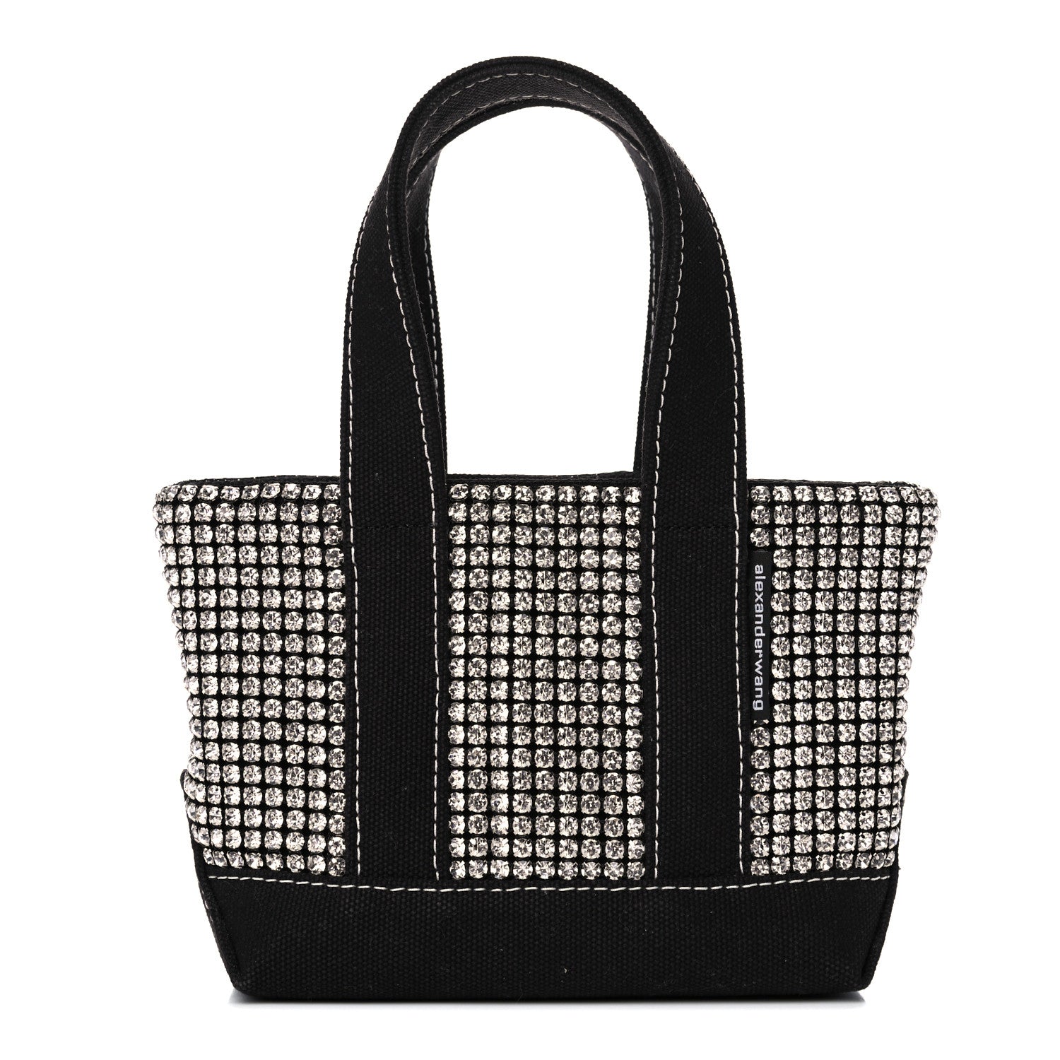 Alexander Wang Mesh Crystal Rhinestone Mini Cruiser Tote Black Silver 1 of 11