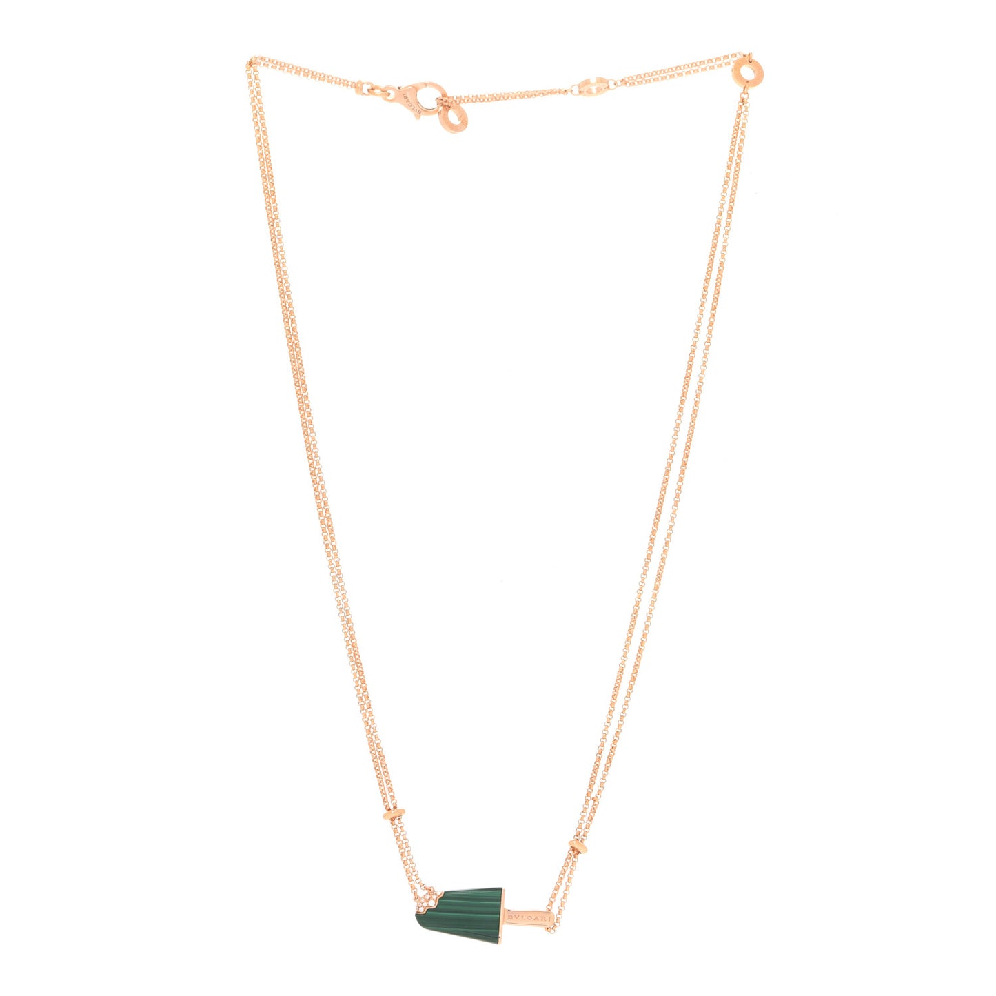 18K Rose Gold Diamond Malachite Gelati Necklace