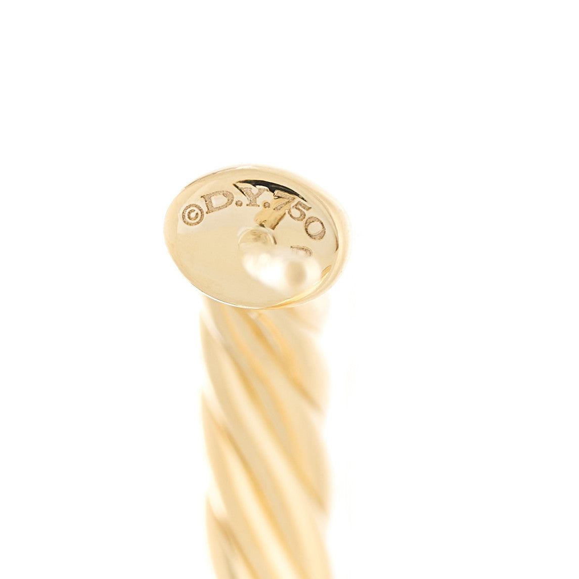 David Yurman 18K Yellow Gold Mini Cablespira Hoop Earrings 4 of 5