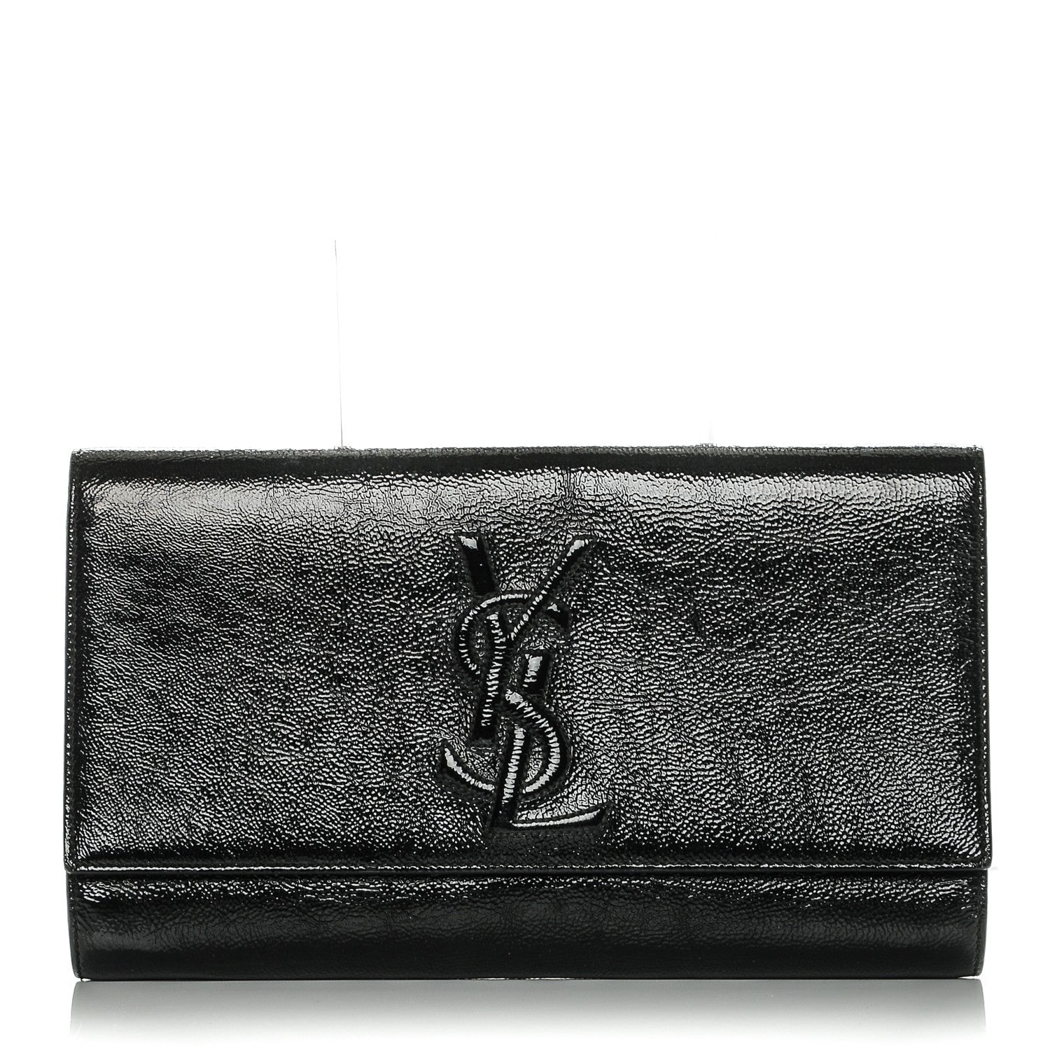 Saint Laurent Textured Patent Monogram Large Belle De Jour Clutch Black 1 of 7