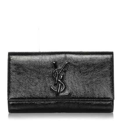 Saint Laurent Textured Patent Monogram Large Belle De Jour Clutch Black 1 of 7