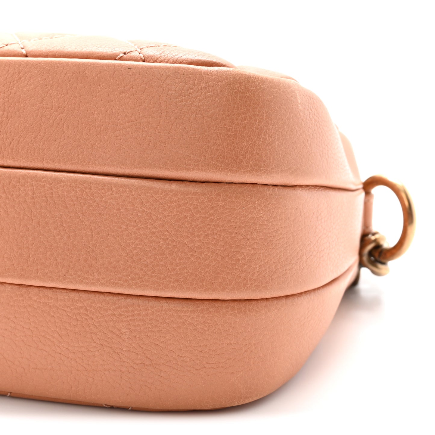 Calfskin Quilted Crown CC Double Zip Bag Beige