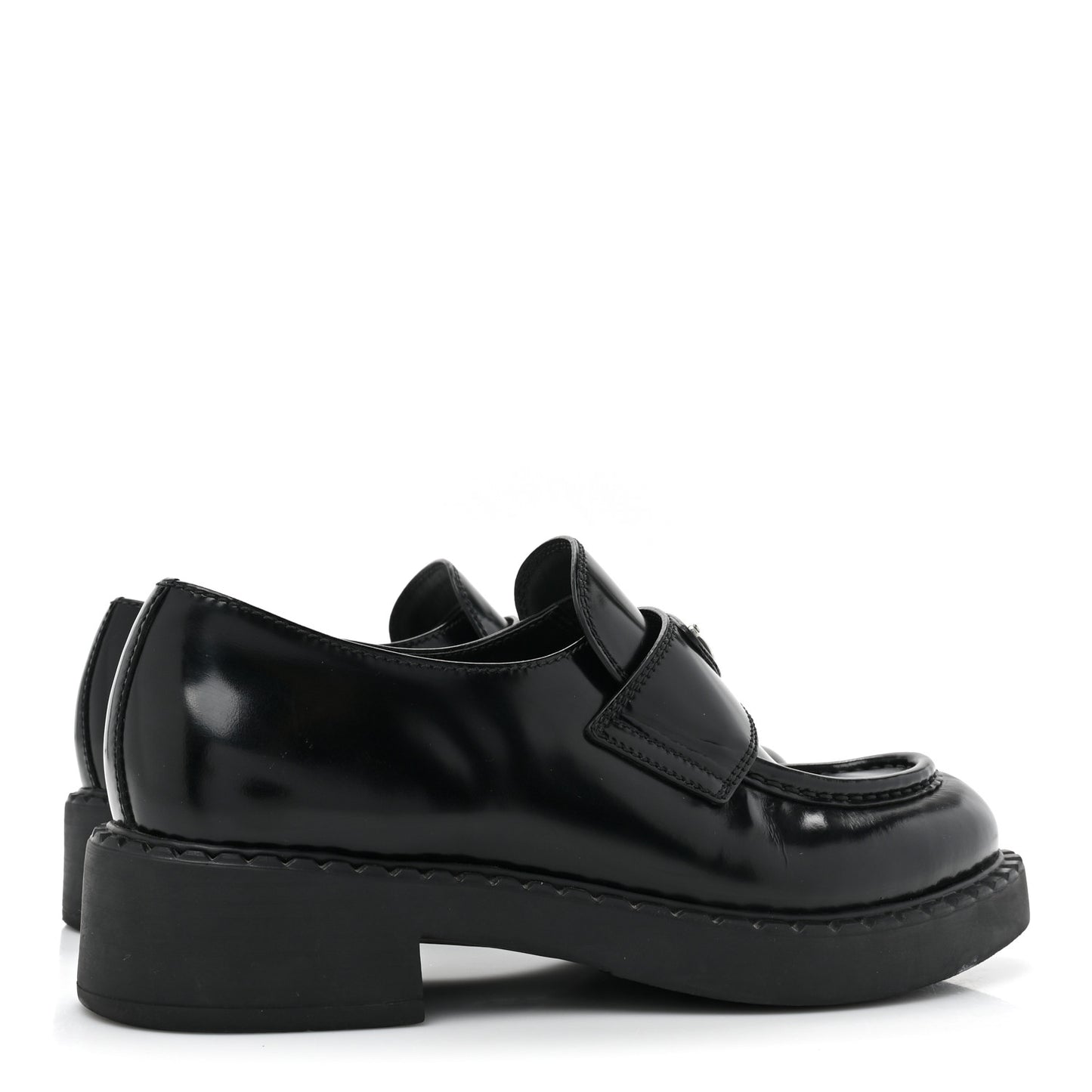 Spazzolato Metal Triangle Logo 50mm Loafers 37.5 Black