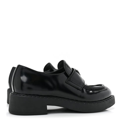 Prada Spazzolato Metal Triangle Logo 50mm Loafers 37.5 Black 4 of 14