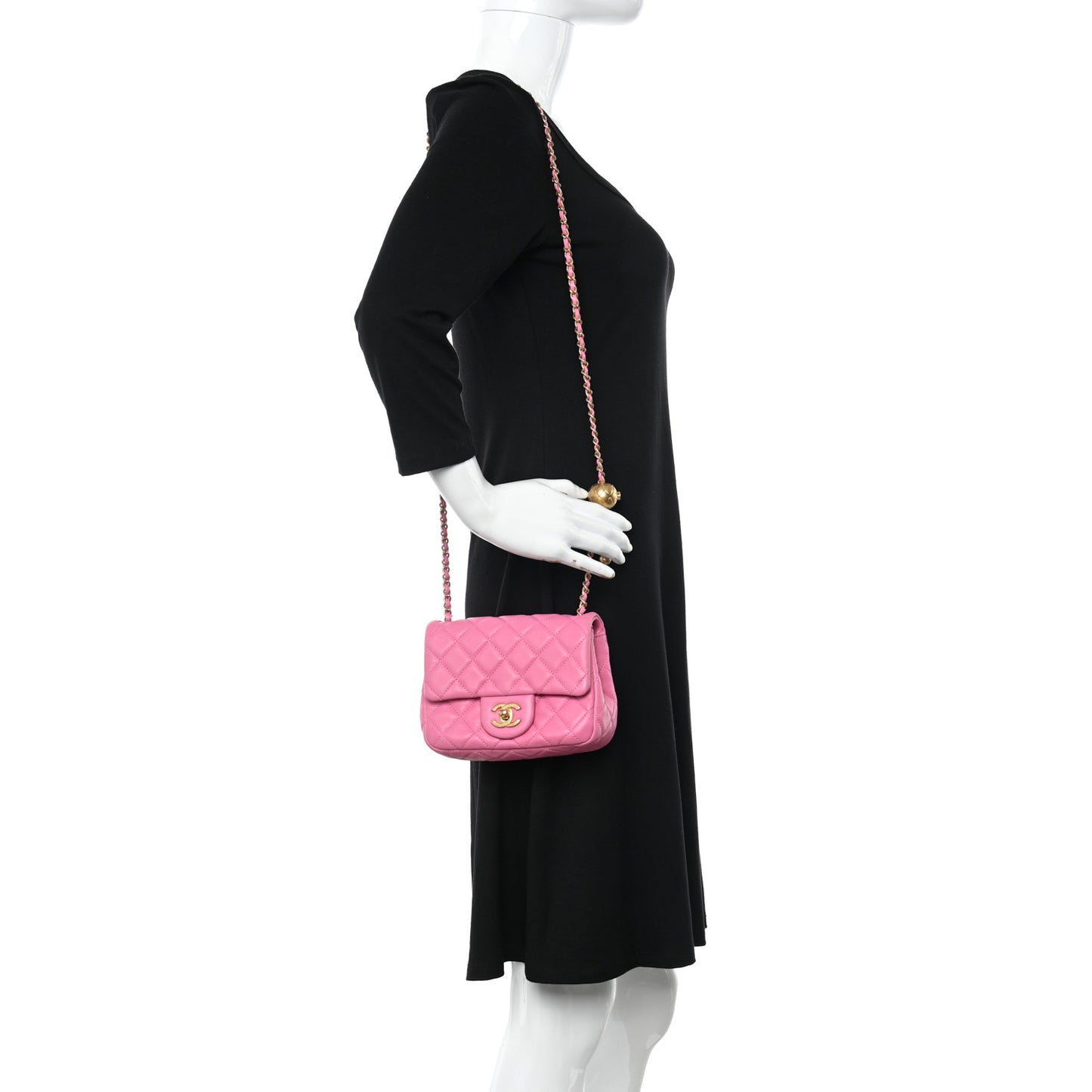 Lambskin Quilted Mini Pearl Crush Flap Pink