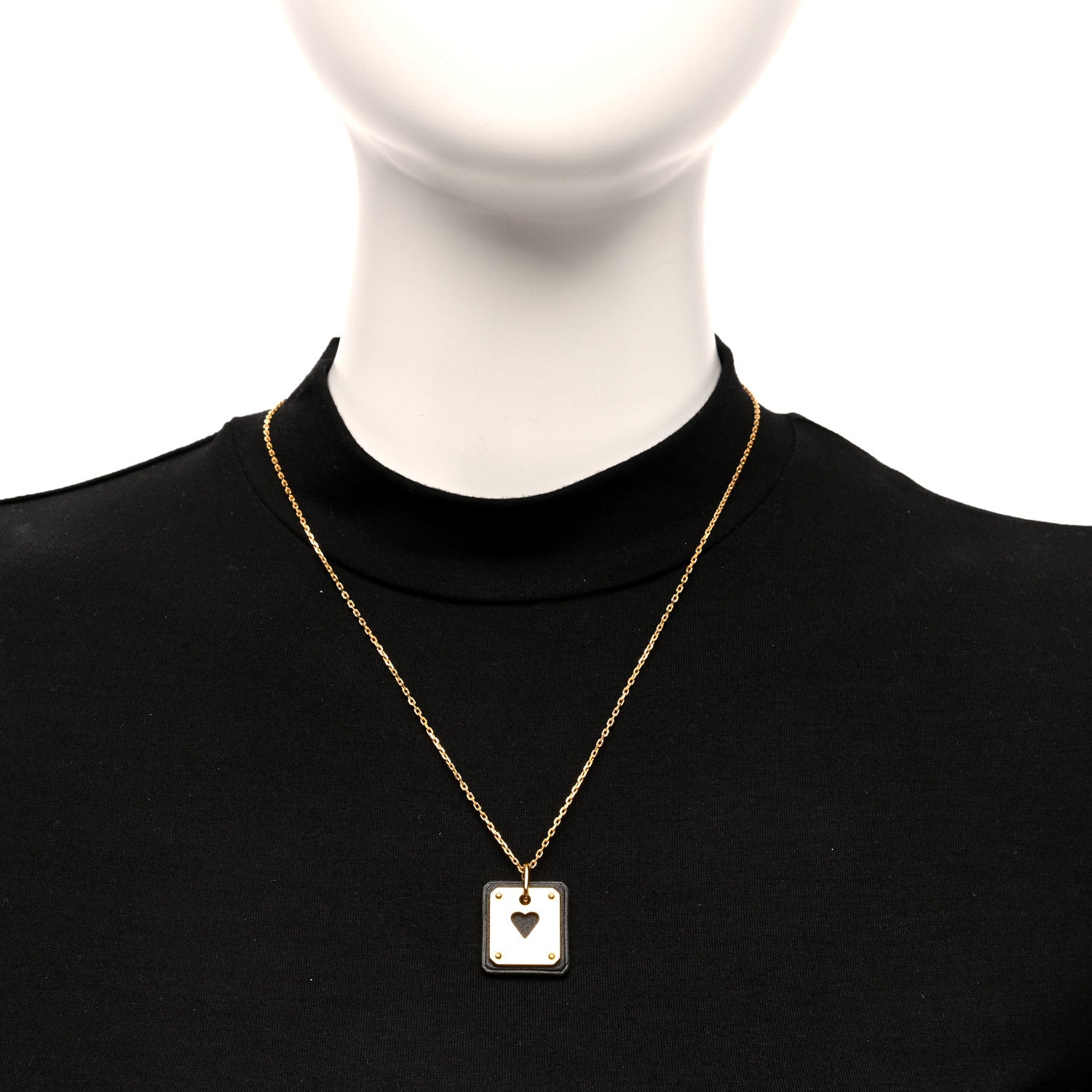 Hermes Gold Plated Swift As De Coeur Necklace Black 2 of 6
