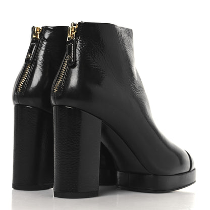 Chanel Shiny Crumpled Calfskin CC Cap Toe Ankle Boots 35.5 Black 5 of 10