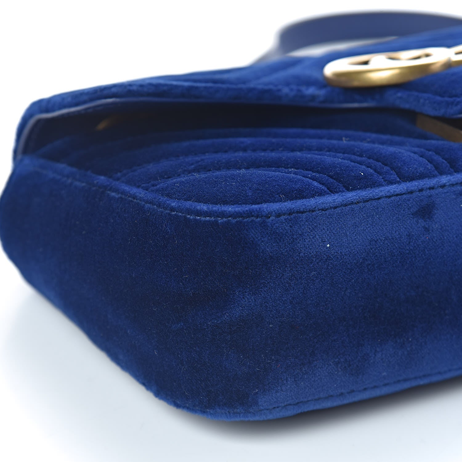 Gucci Velvet Matelasse Mini GG Marmont Shoulder Bag Cobalt Blue 8 of 9
