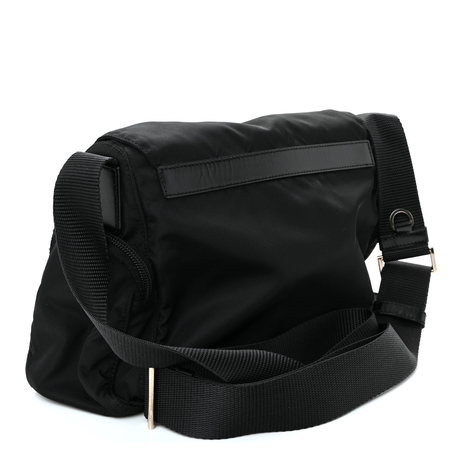 Prada Nylon Vela Saffiano Single Buckle Messenger Shoulder Bag Black 3 of 10