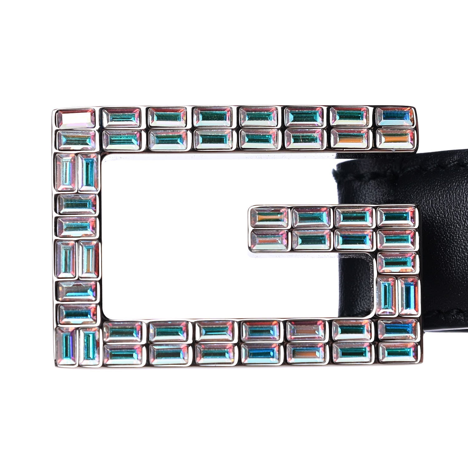 Gucci Moon Calfskin Crystal Square G Madelyn 20mm Belt 85 34 Black 5 of 5