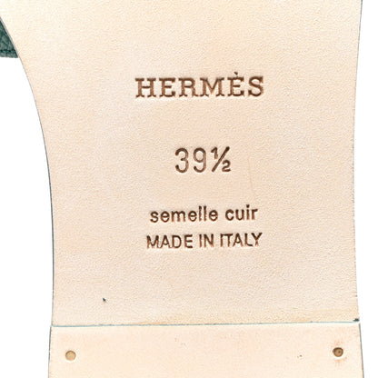 Hermes Epsom Oran Sandals 39.5 Vert Bouteille 7 of 9